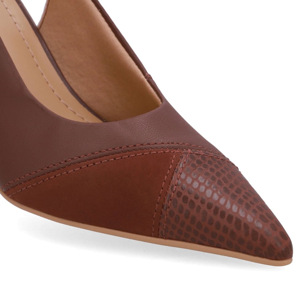 Slingback Vermelho Bico Fino Couro Vermelho 4