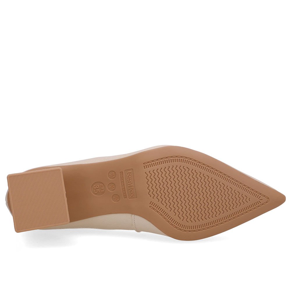 Scarpin Bege Bico Fino Couro Bege 5