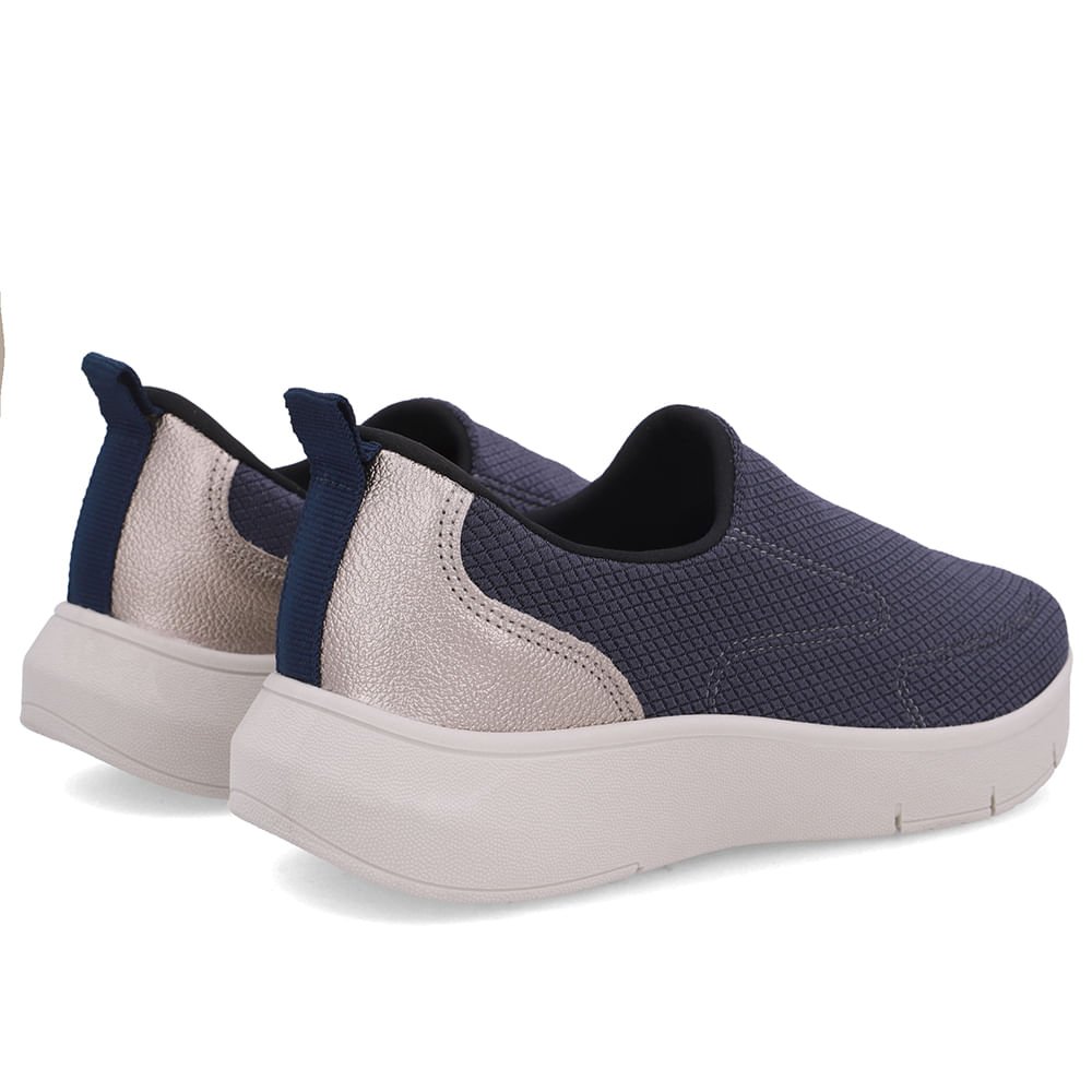Tênis Slip On Azul Tecido Costura Enfeite Azul 3