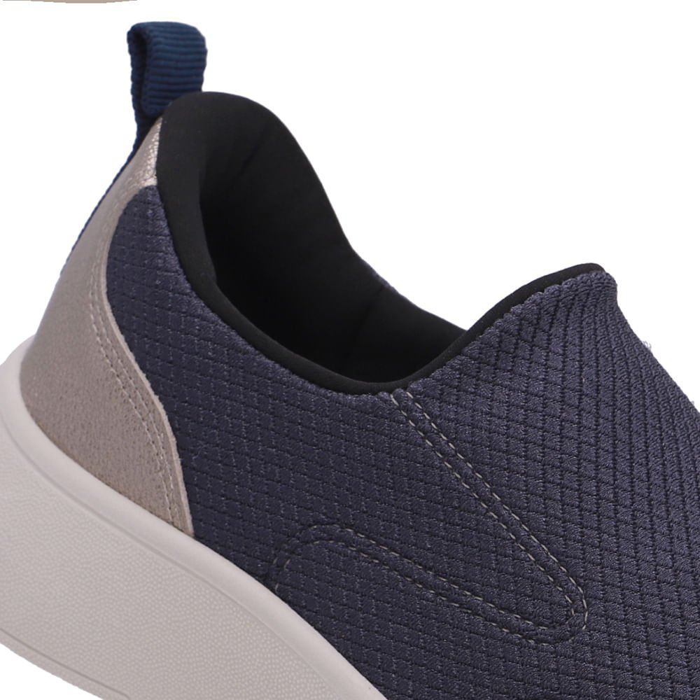 Tênis Slip On Azul Tecido Costura Enfeite Azul 4