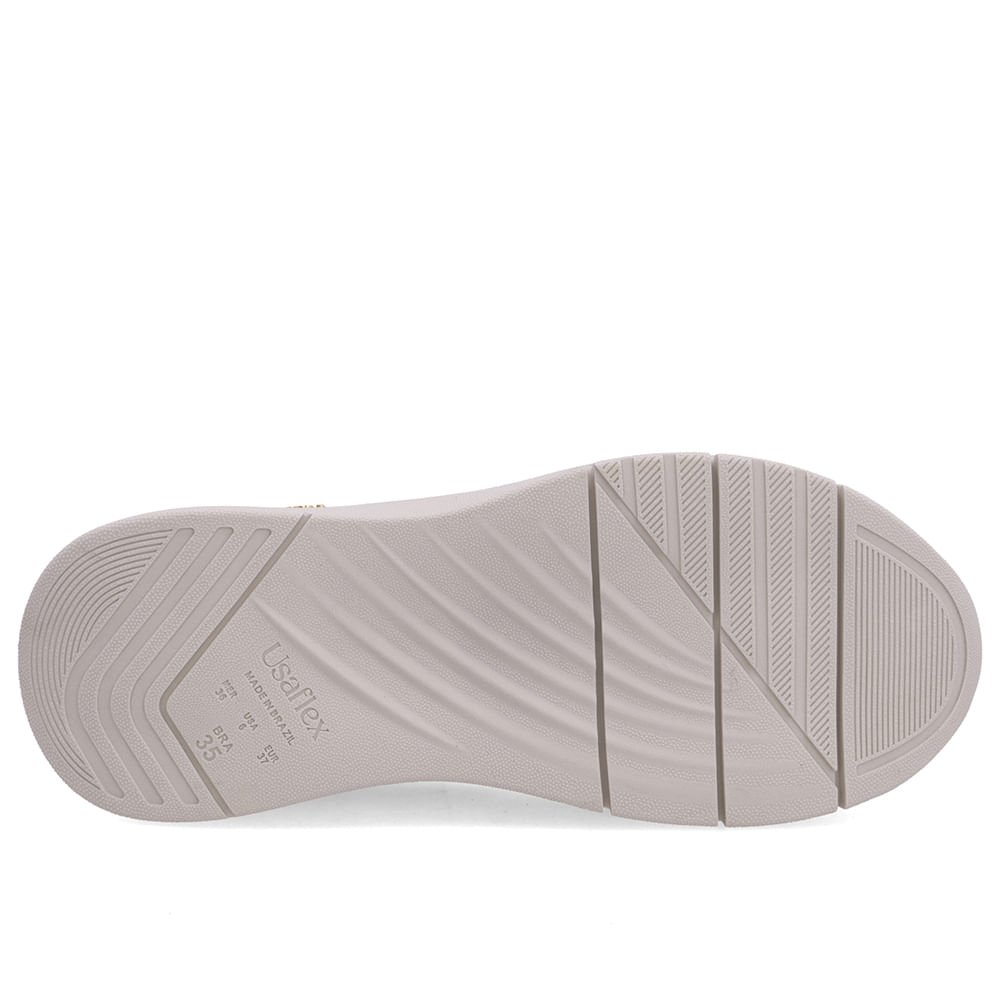 Tênis Slip On Bege Couro Costura Enfeite Bege 5