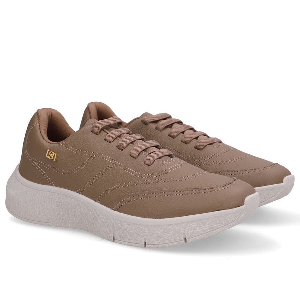 Tênis Slip On Marrom Couro Costura Enfeite Marrom 2