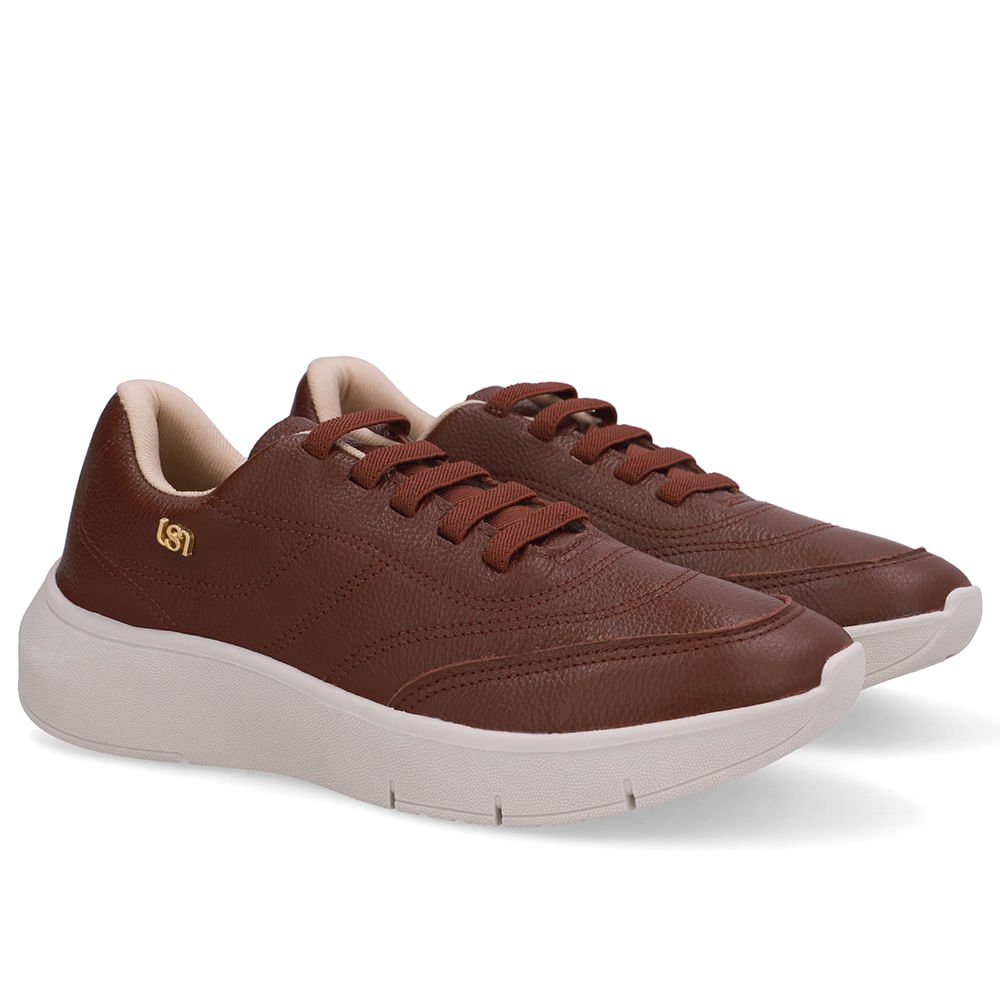 Tênis Slip On Vermelho Couro Costura Enfeite Marrom 2