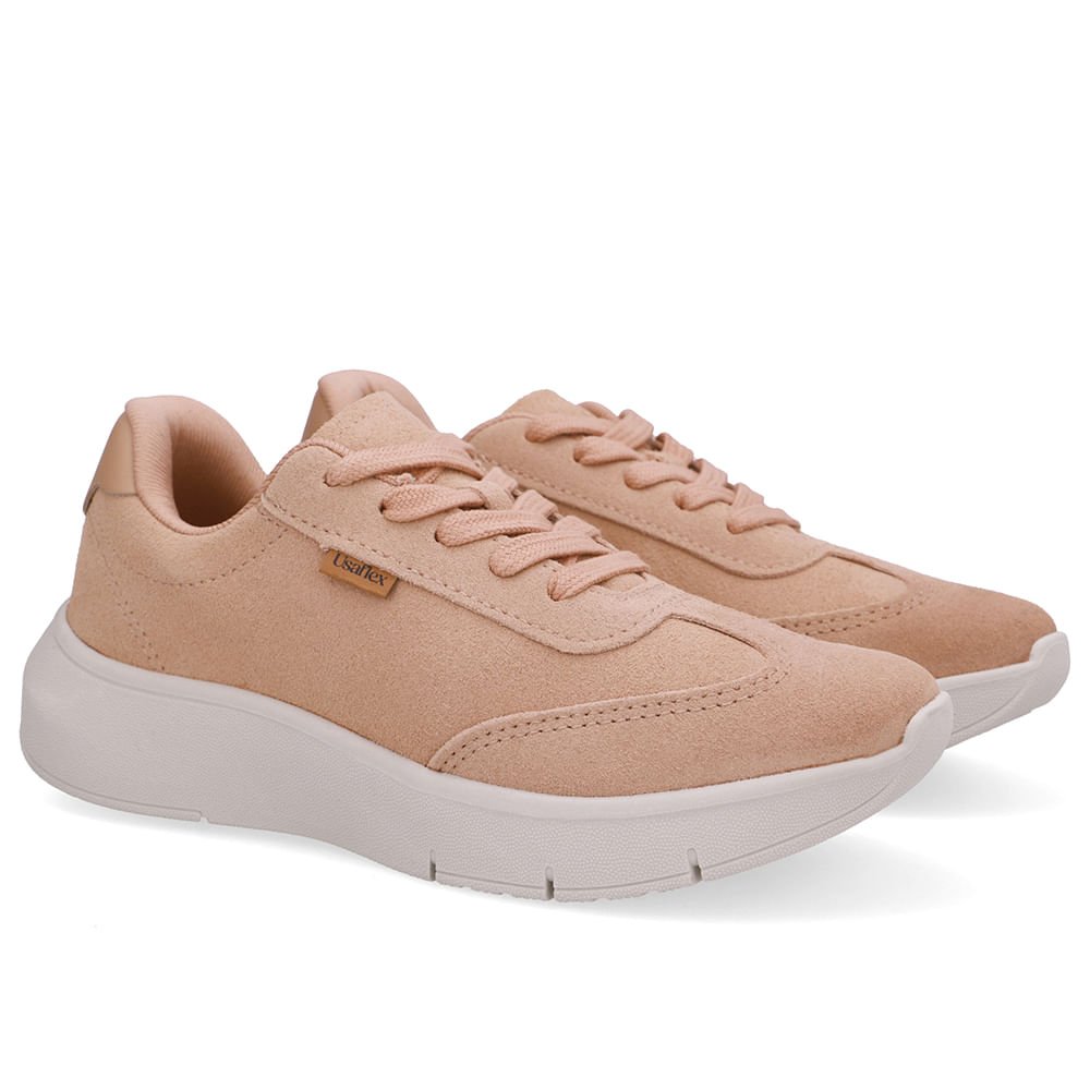 Tênis Bege Camurça Costura Enfeite Bege 2