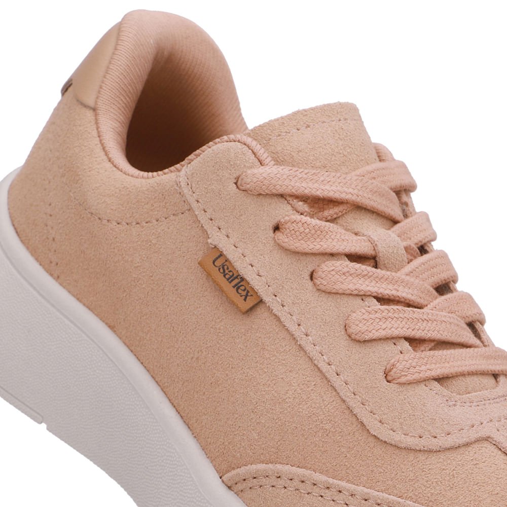 Tênis Bege Camurça Costura Enfeite Bege 4