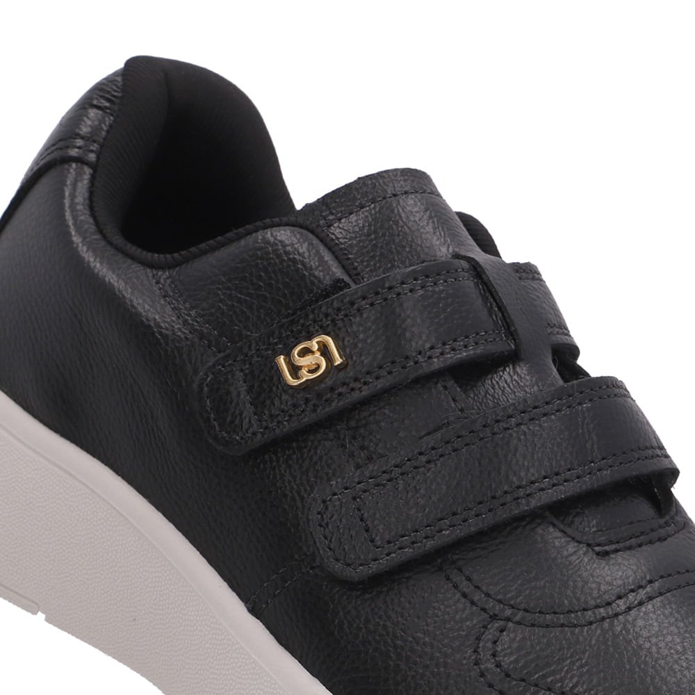 Tênis Preto Couro Fecho-Flex Preto 4
