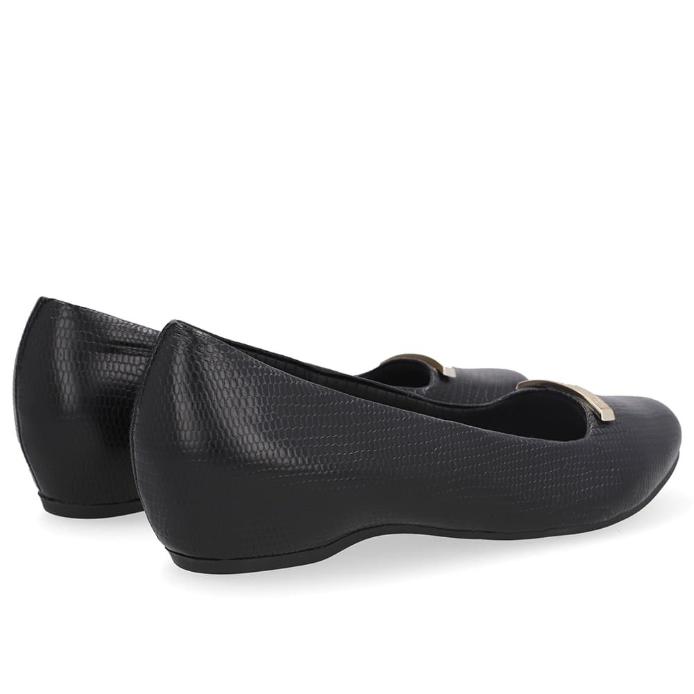 Sapatilha Salto Embutido Couro Preta Preto 3