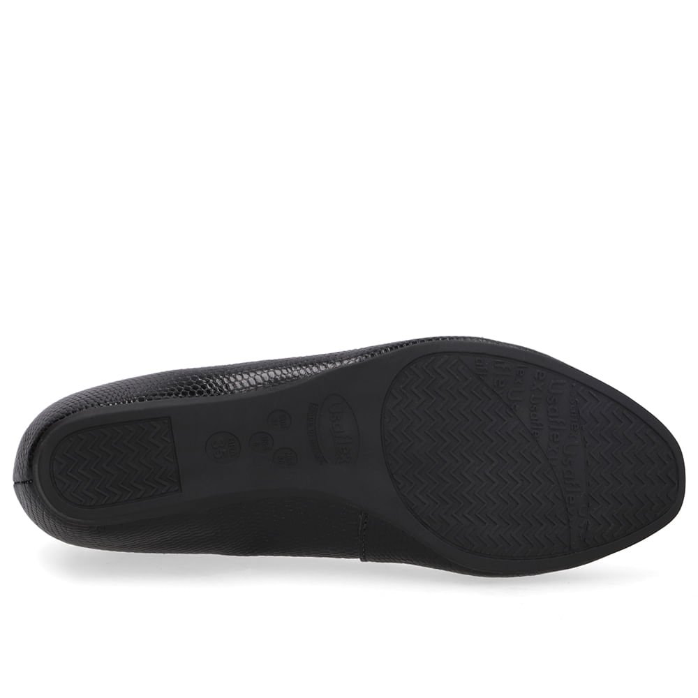 Sapatilha Salto Embutido Couro Preta Preto 5