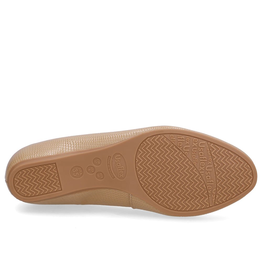 Sapatilha Salto Embutido Couro Bege Bege 5