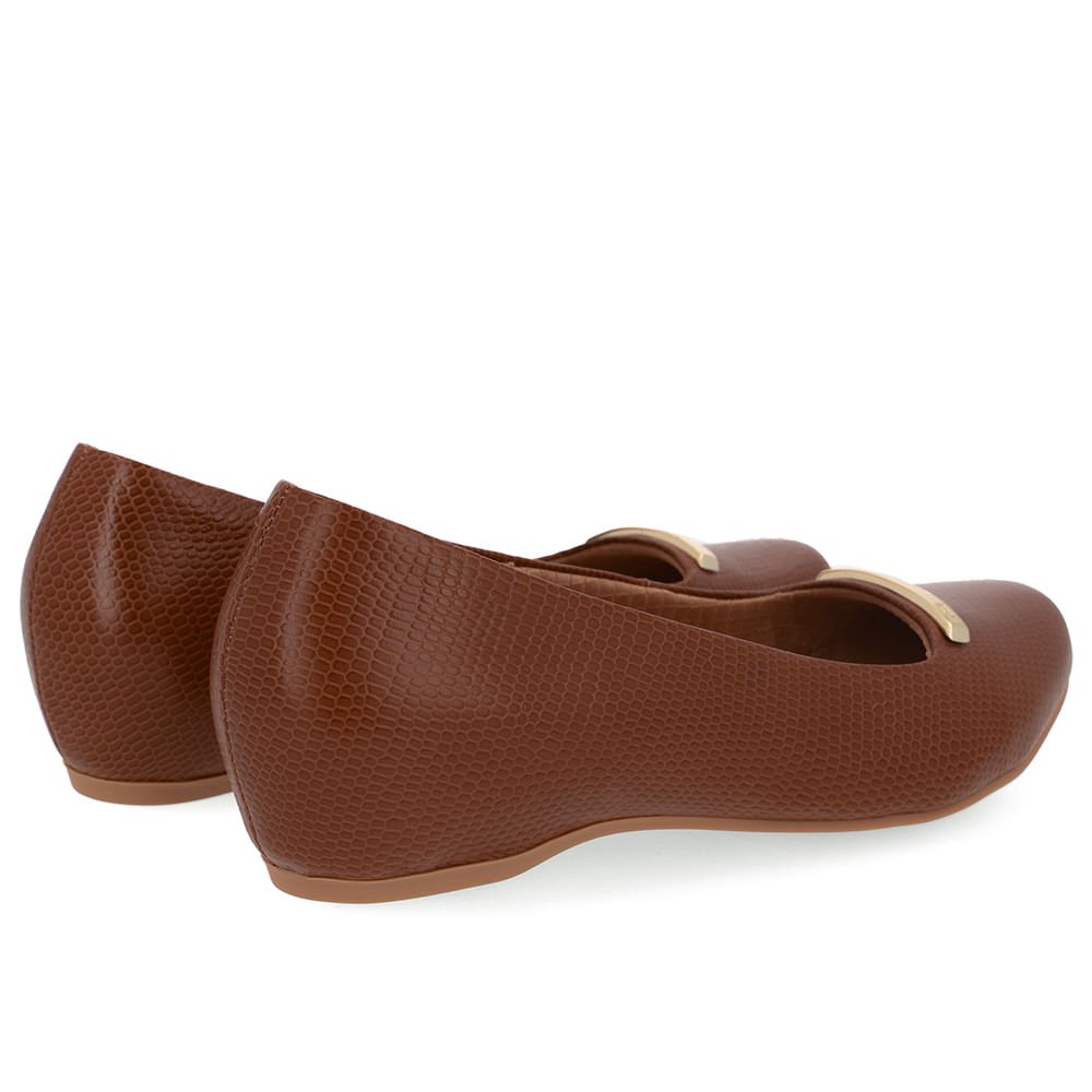 Sapatilha Salto Embutido Couro Marrom Marrom 3