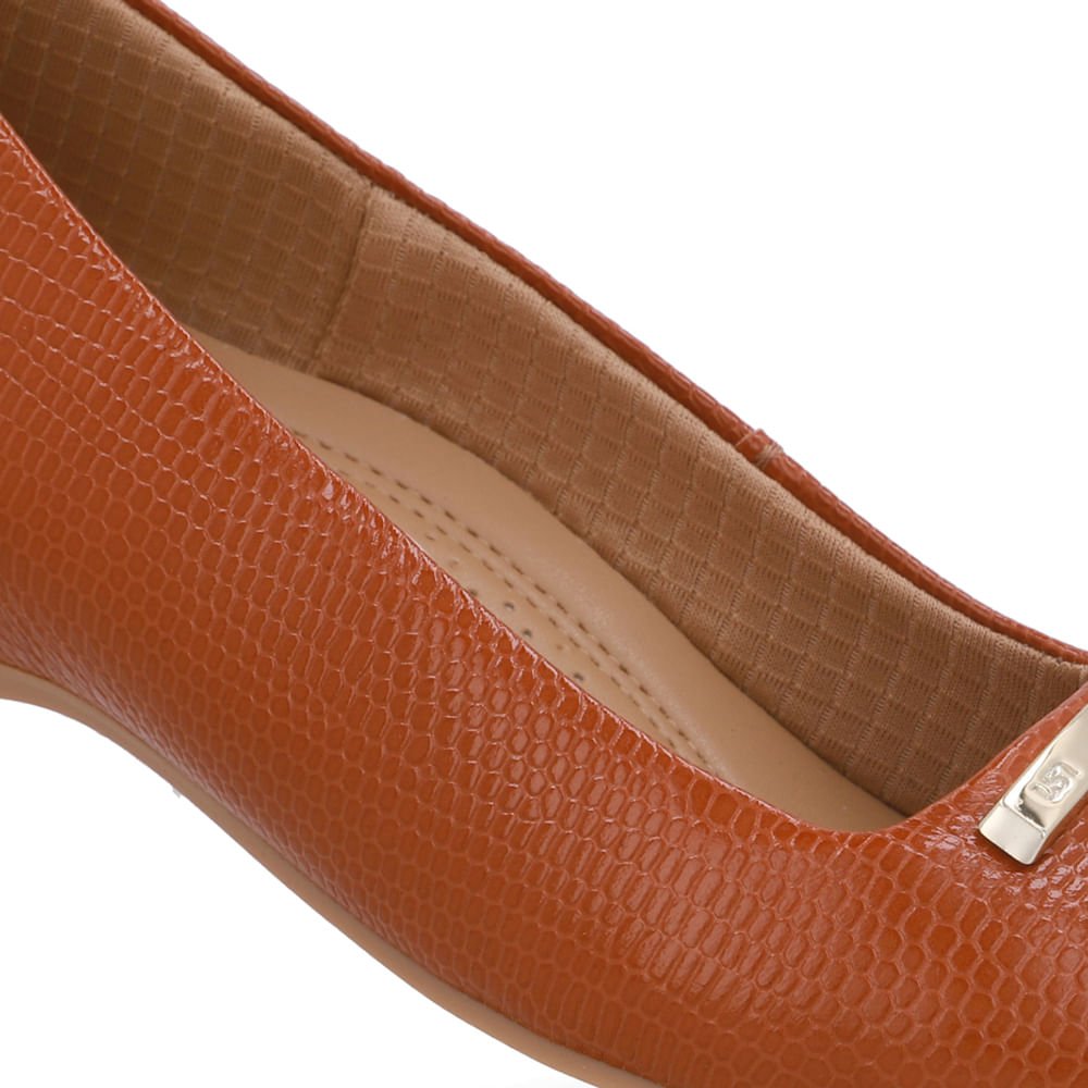 Sapatilha Salto Embutido Couro Marrom Marrom 4