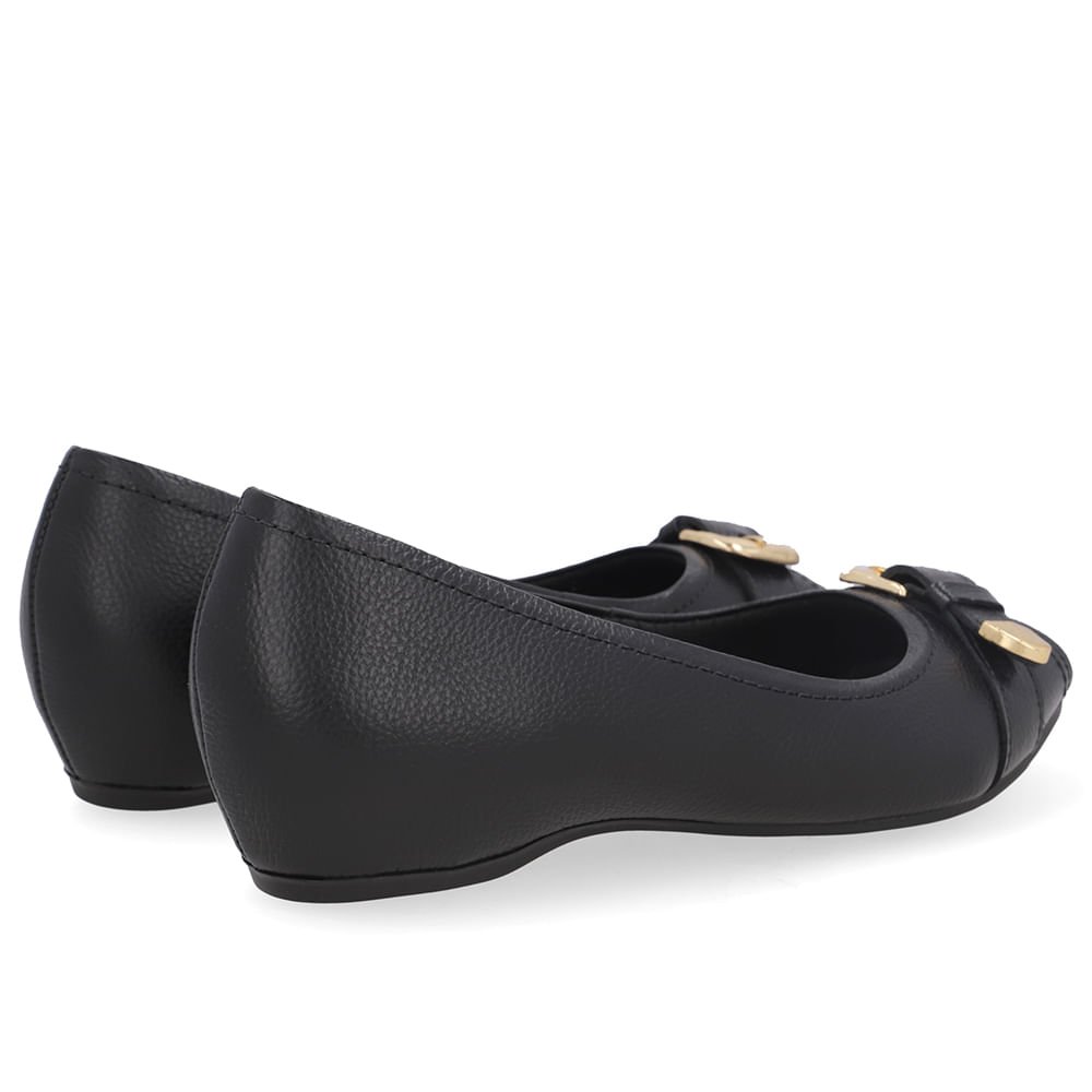 Peep Toe Salto Embutido Preto Couro Fivela Preto 3