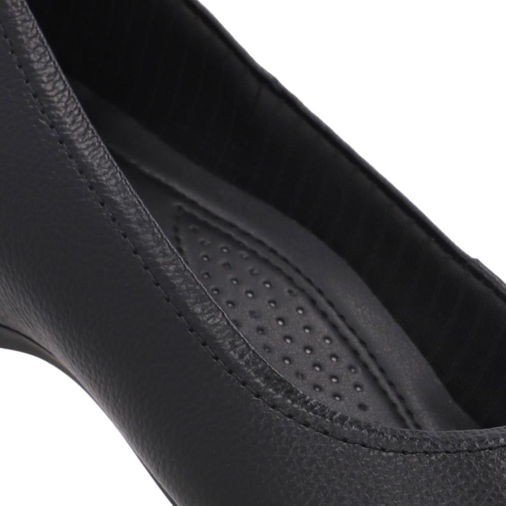 Peep Toe Salto Embutido Preto Couro Fivela Preto 4