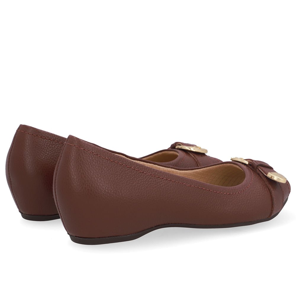 Peep Toe Salto Embutido Vermelho Couro Fivela Marrom 3