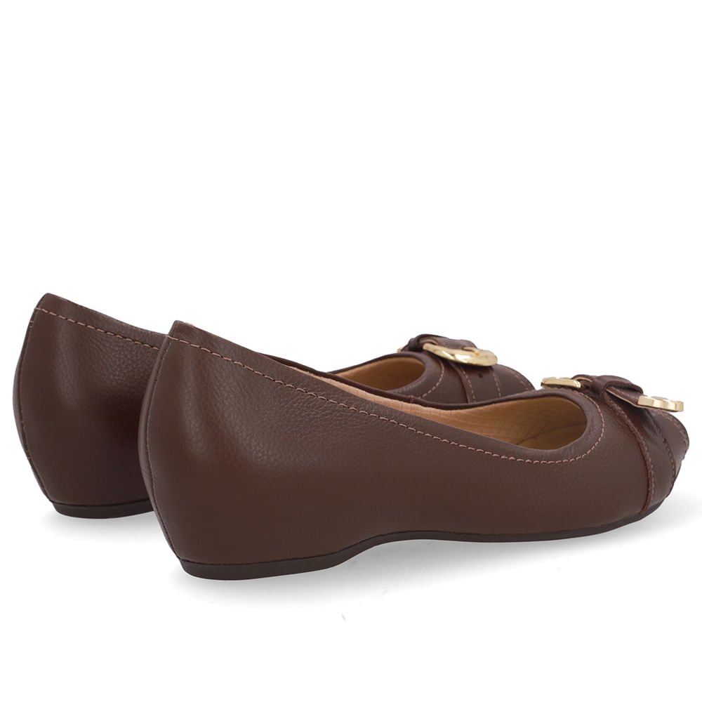 Peep Toe Salto Embutido Marrom Couro Fivela Marrom 3