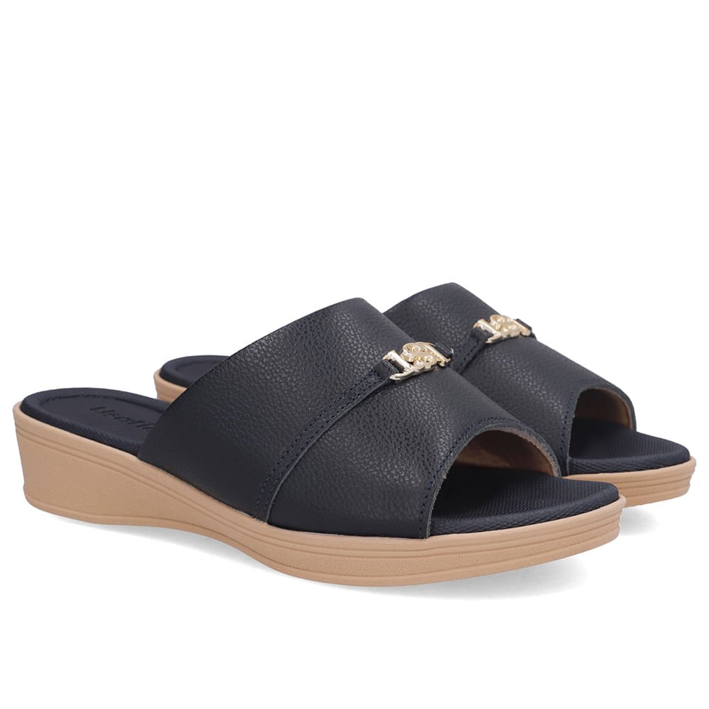 Tamanco Couro Azul Monograma Azul Marinho 2