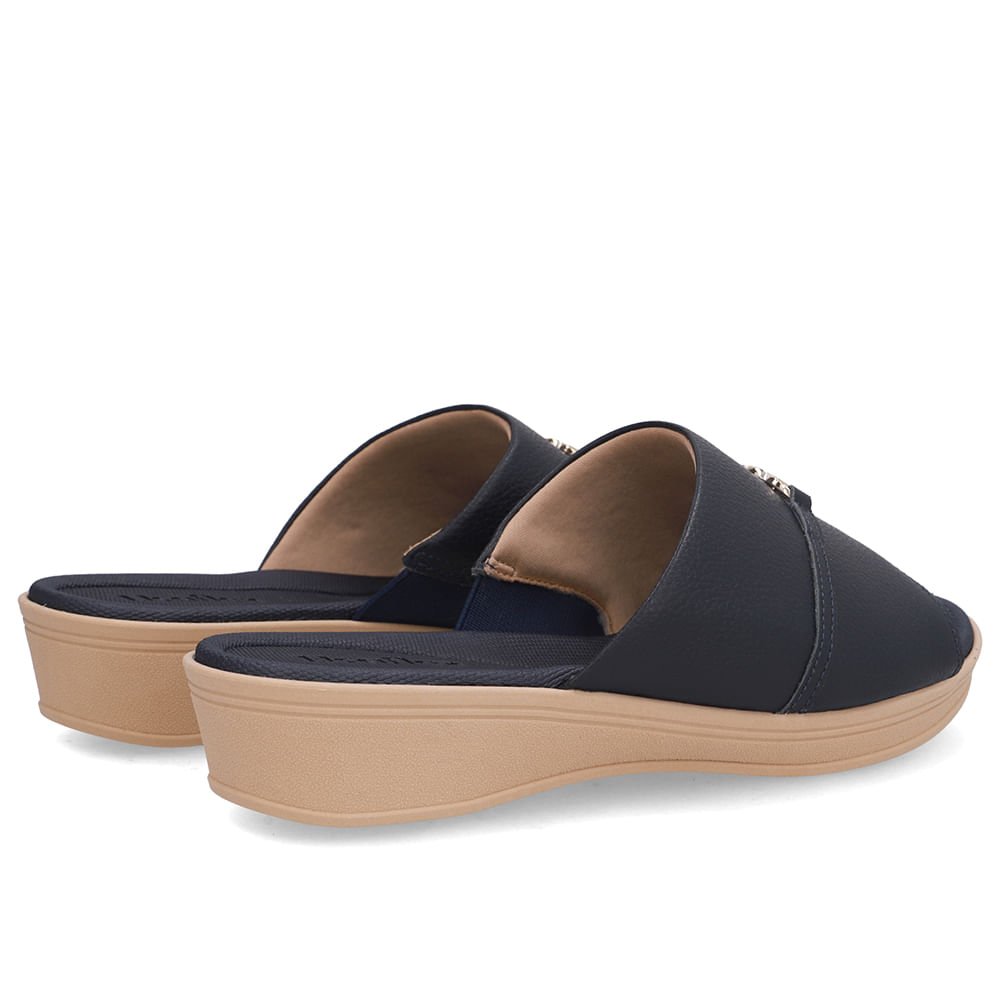 Tamanco Couro Azul Monograma Azul Marinho 3