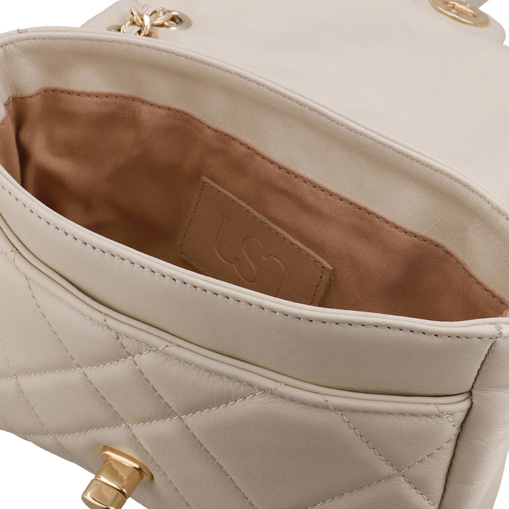 Bolsa Tiracolo Couro Branco Marfim Matelassê Branco 3