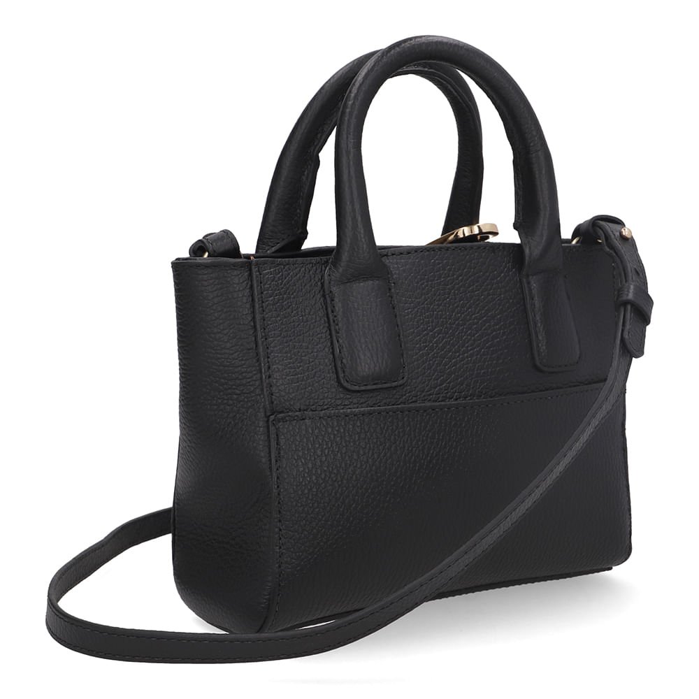 Bolsa Tote Couro Preta Barbicacho Preto 2
