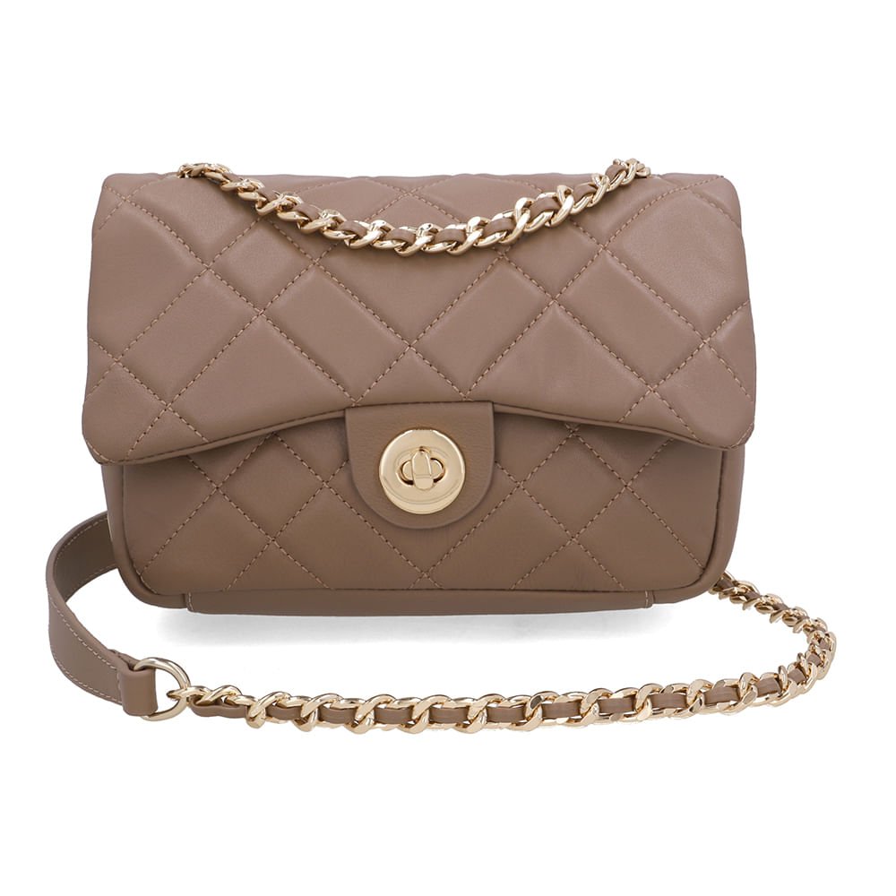 Bolsa Tiracolo Couro Marrom Matelassê