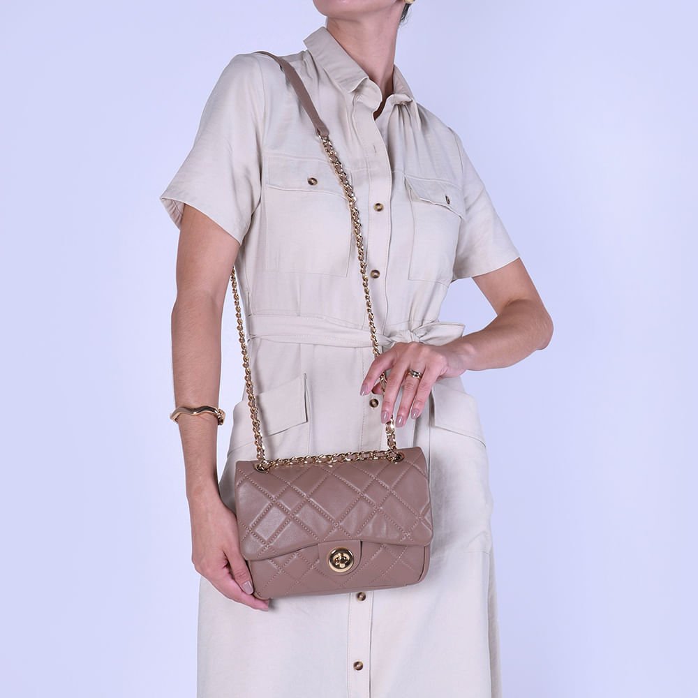 Bolsa Tiracolo Couro Marrom Matelassê Marrom 4