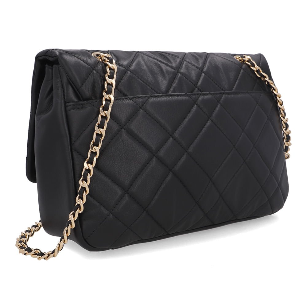 Bolsa Tiracolo Couro Preta Matelassê Preto 2