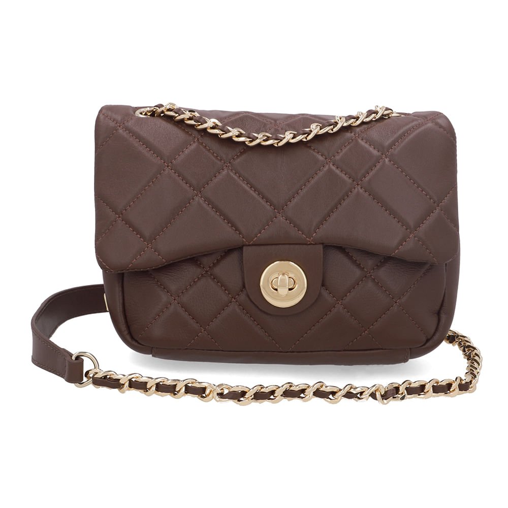 Bolsa Tiracolo Couro Marrom Matelassê