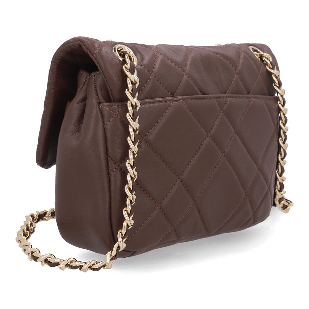 Bolsa Tiracolo Couro Marrom Matelassê Marrom 2