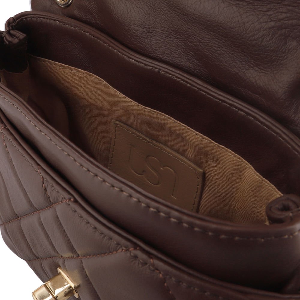 Bolsa Tiracolo Couro Marrom Matelassê Marrom 3