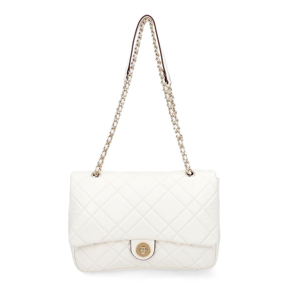 Bolsa Tiracolo Couro Branca Marfim Matelassê