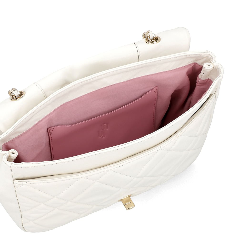 Bolsa Tiracolo Couro Branca Marfim Matelassê Branco 3
