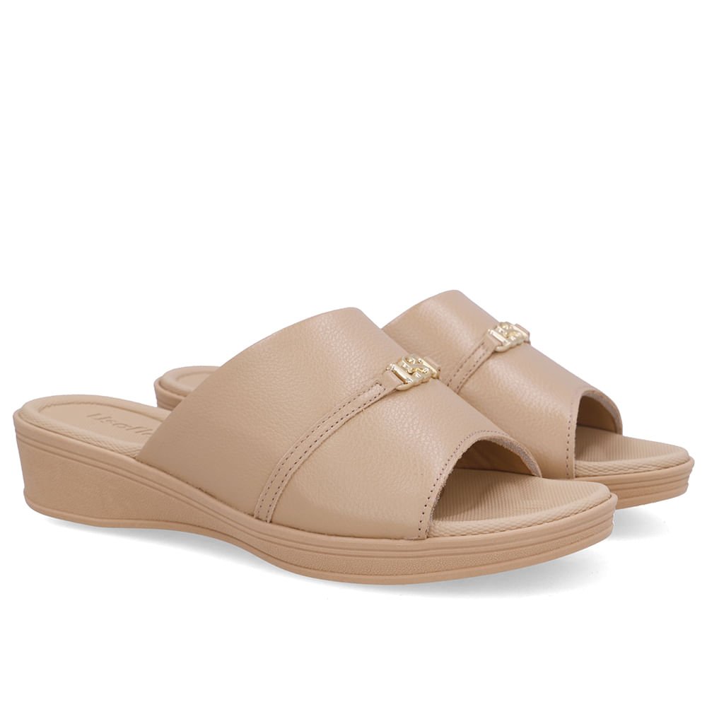 Tamanco Couro Bege Monograma Bege 2