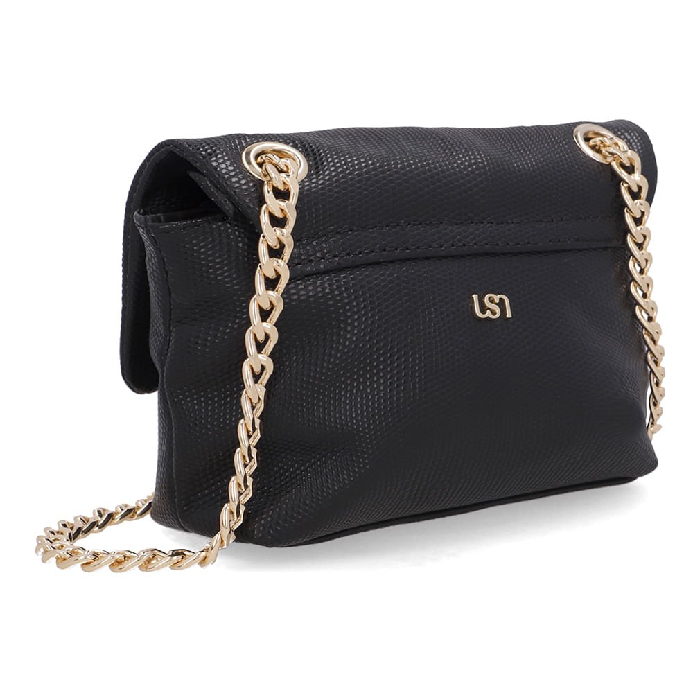 Bolsa Tiracolo Couro Preta Preto 2