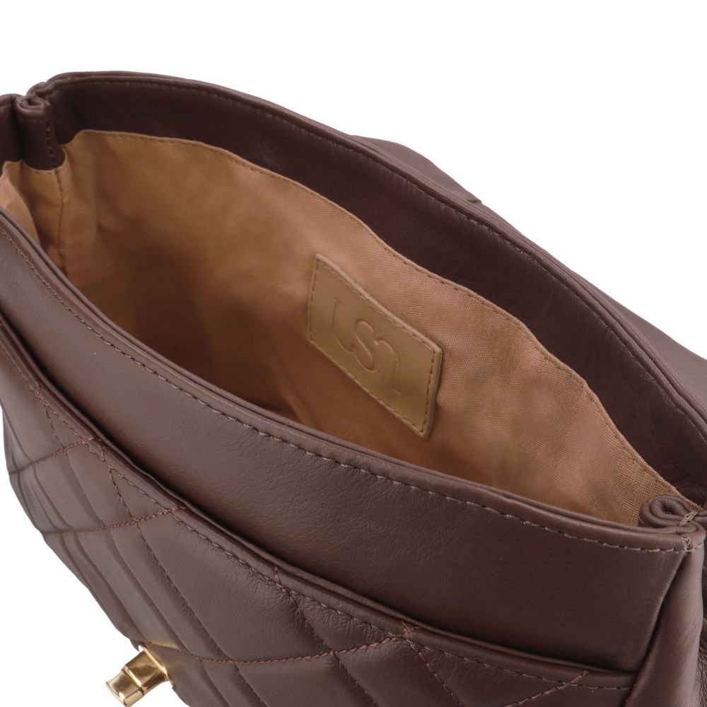 Bolsa Tiracolo Couro Marrom Matelassê Marrom 3