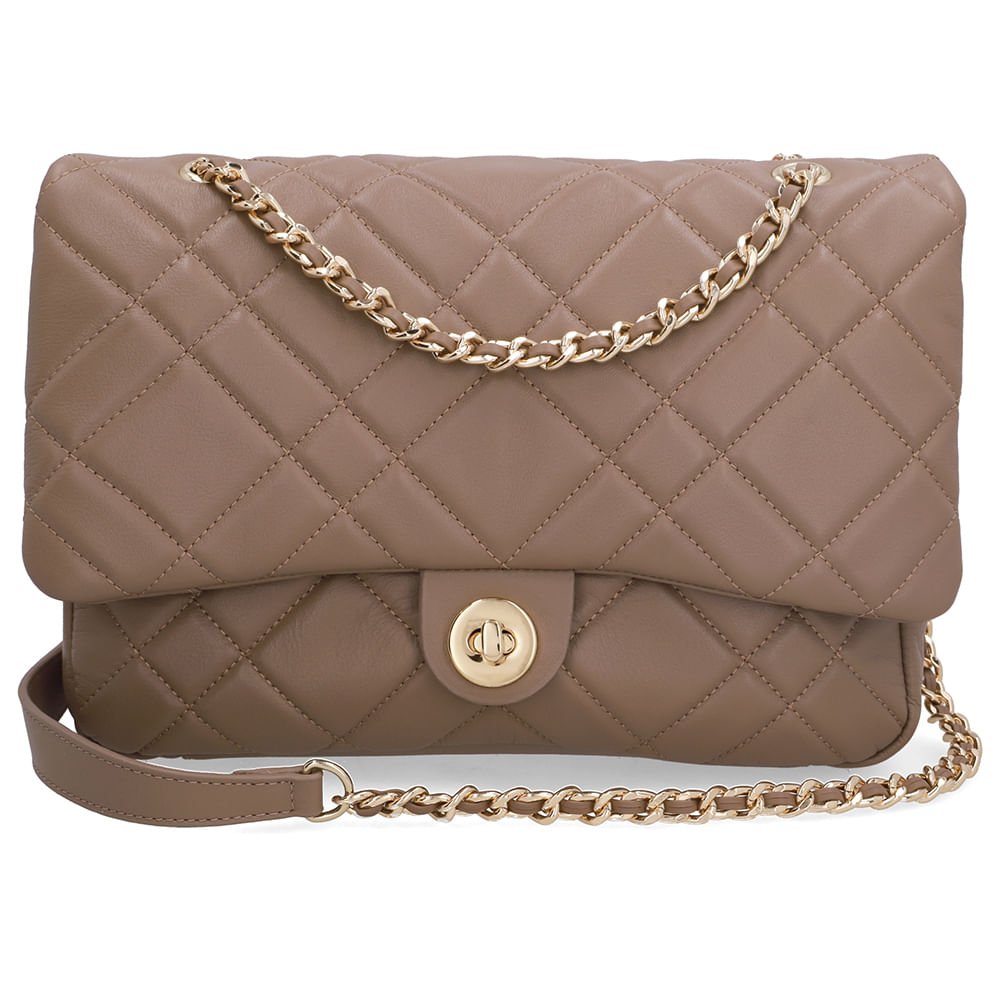 Bolsa Tiracolo Couro Marrom Matelassê