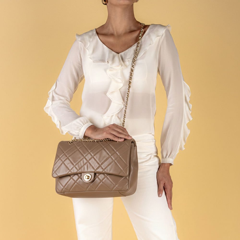 Bolsa Tiracolo Couro Marrom Matelassê Marrom 5