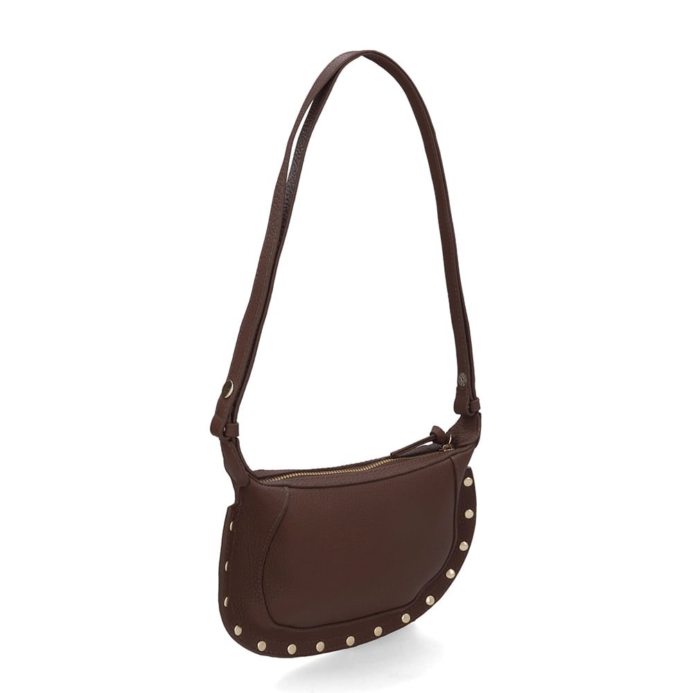 Bolsa Tiracolo Couro Marrom Tachas Marrom 2