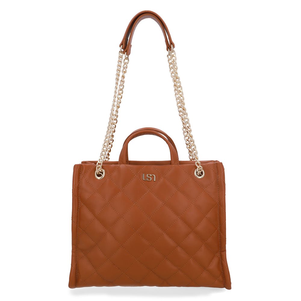 Bolsa Shopper Couro Metalassê Marrom Claro