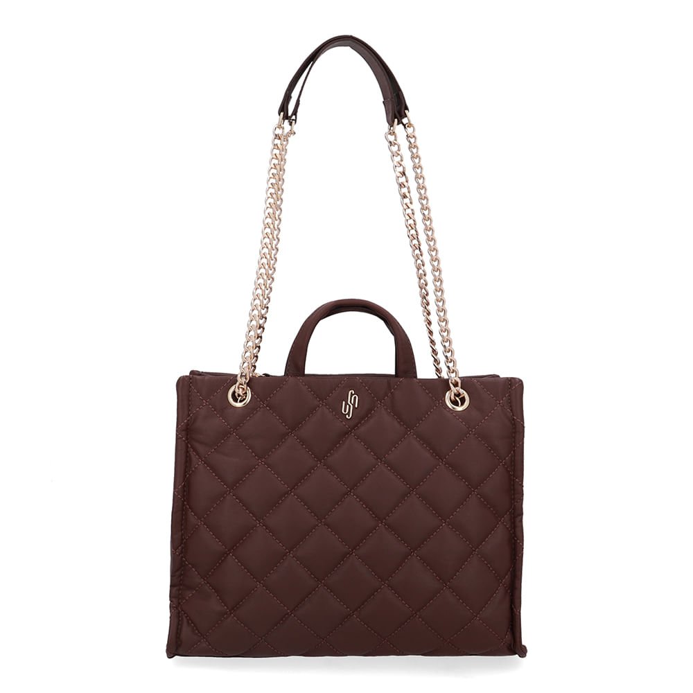 Bolsa Shopper Couro Metalassê Marrom