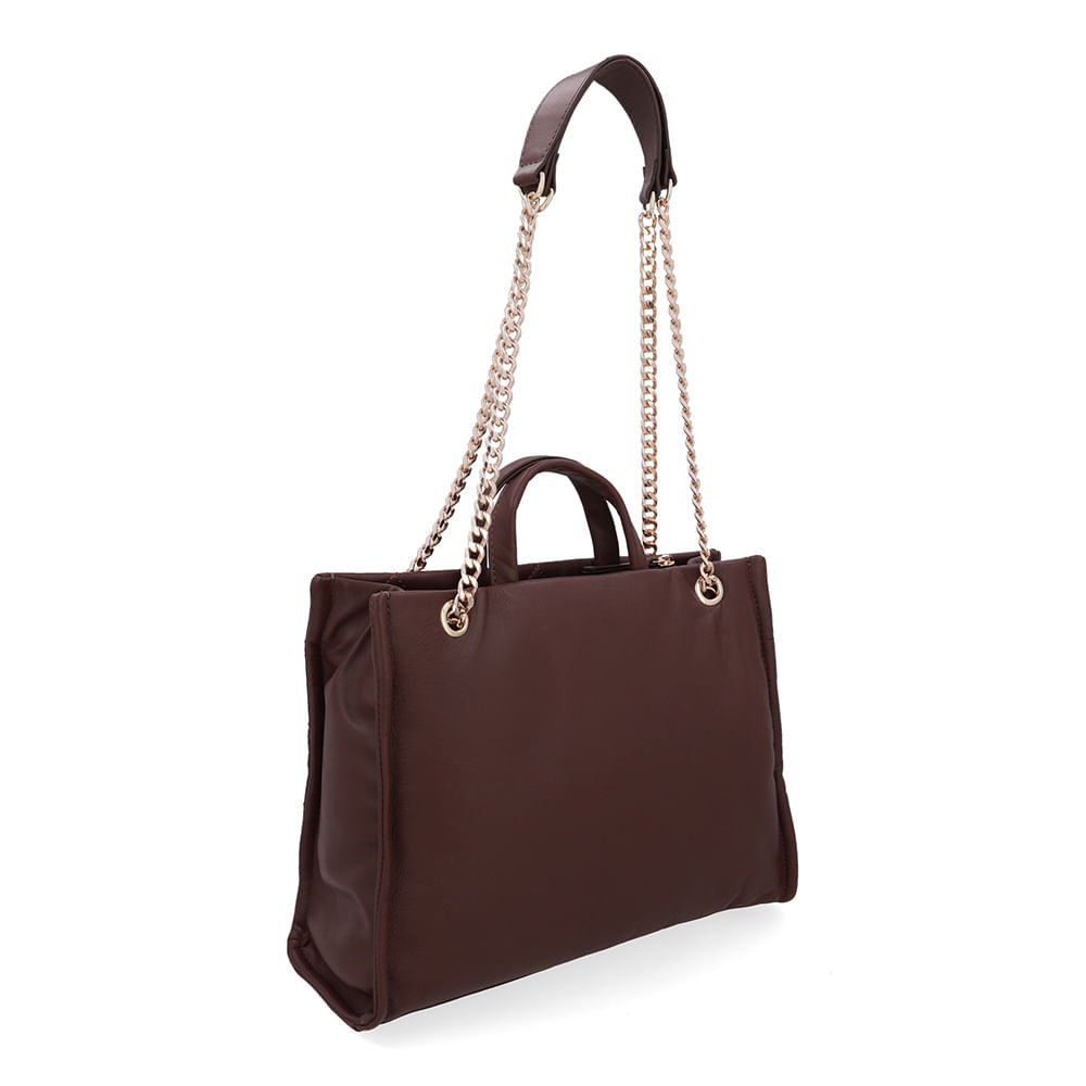 Bolsa Shopper Couro Metalassê Marrom Marrom 2