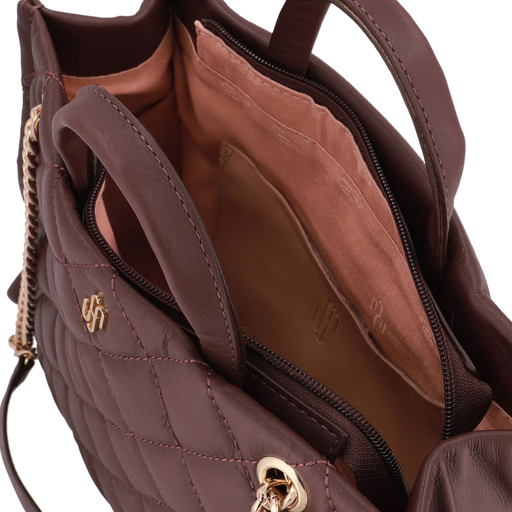 Bolsa Shopper Couro Metalassê Marrom Marrom 3