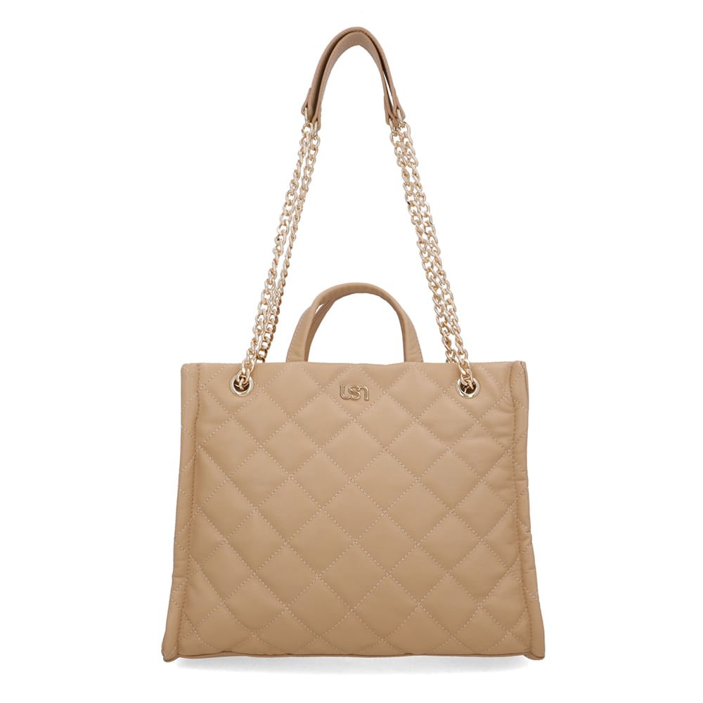 Bolsa Shopper Couro Metalassê Bege