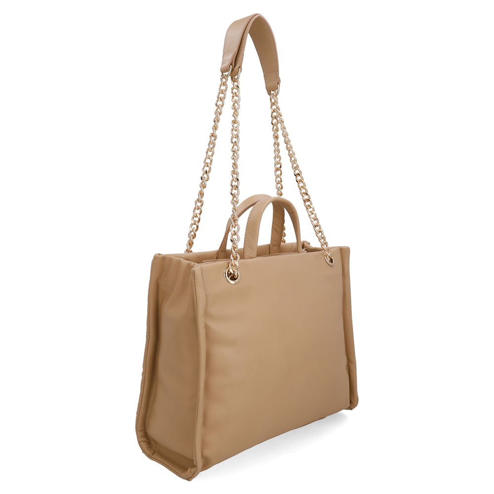 Bolsa Shopper Couro Metalassê Bege Bege 2