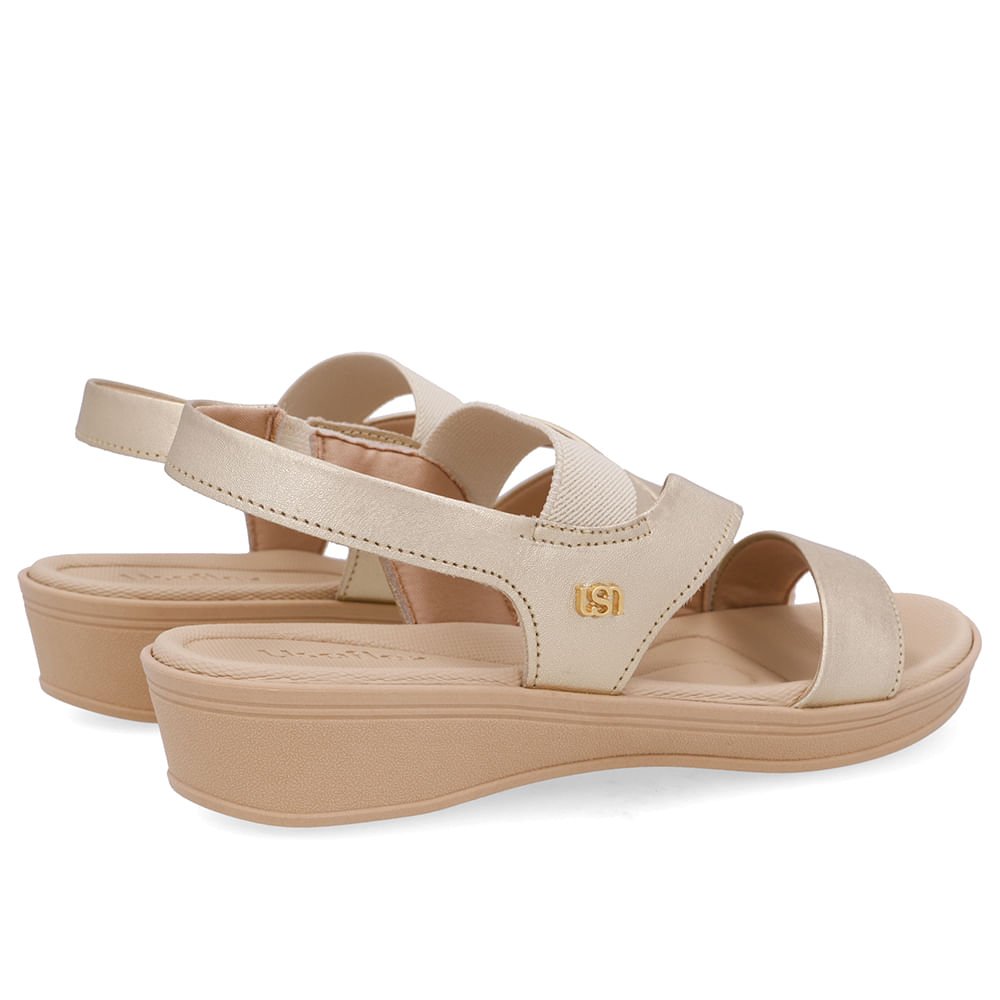 Sandália Baixa Couro Dourada Elástico Dourado 3