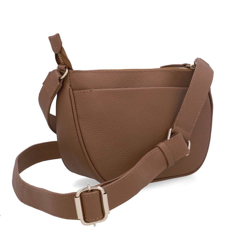 Bolsa Tiracolo Couro Marrom Zíper Frontal Marrom 2