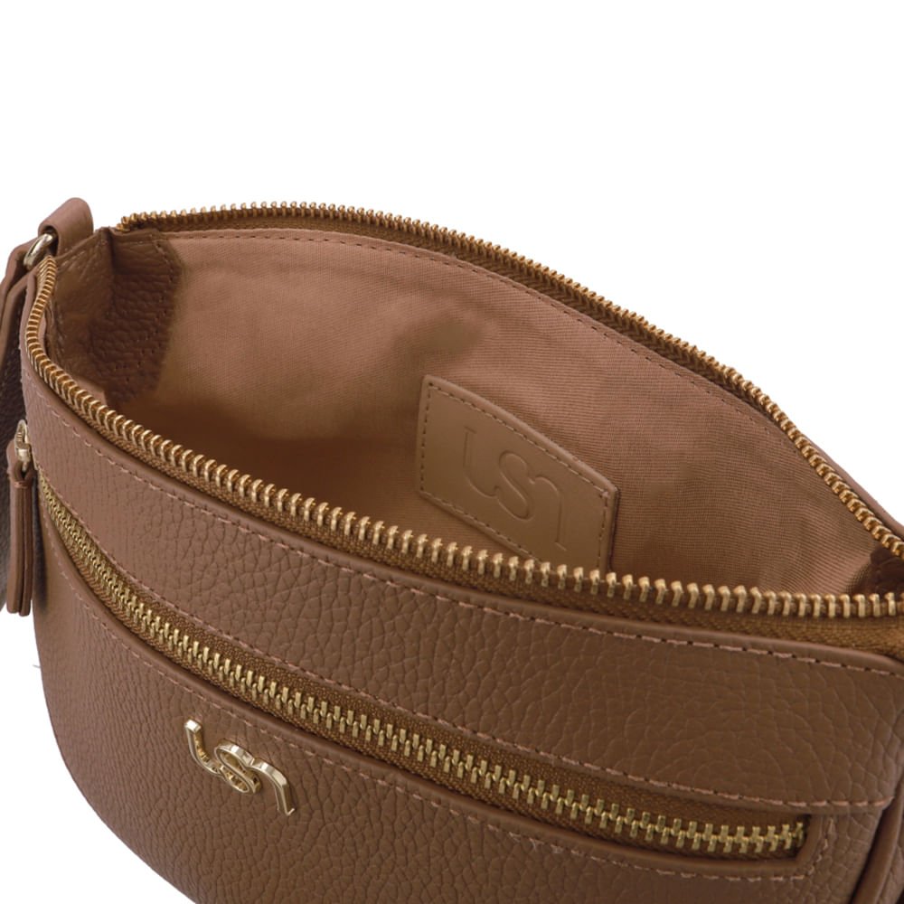 Bolsa Tiracolo Couro Marrom Zíper Frontal Marrom 3