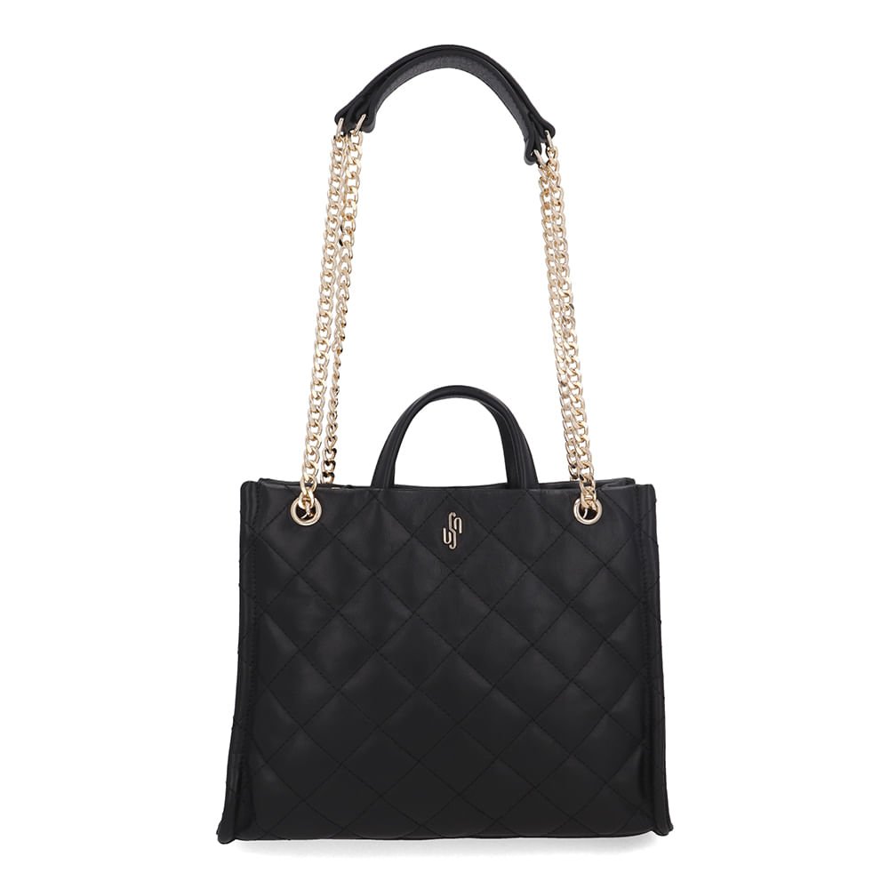 Bolsa Shopper Couro Metalassê Preto