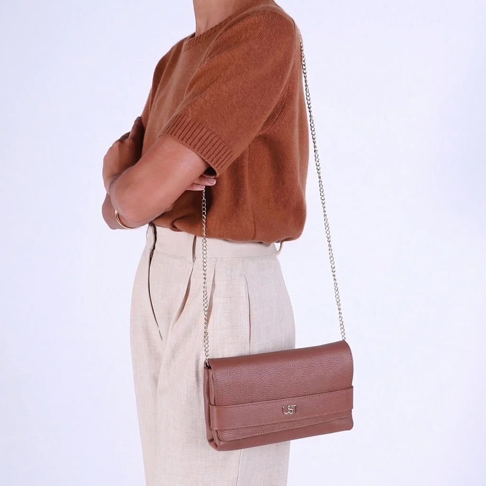 Bolsa Clutch Couro Marrom Marrom 4