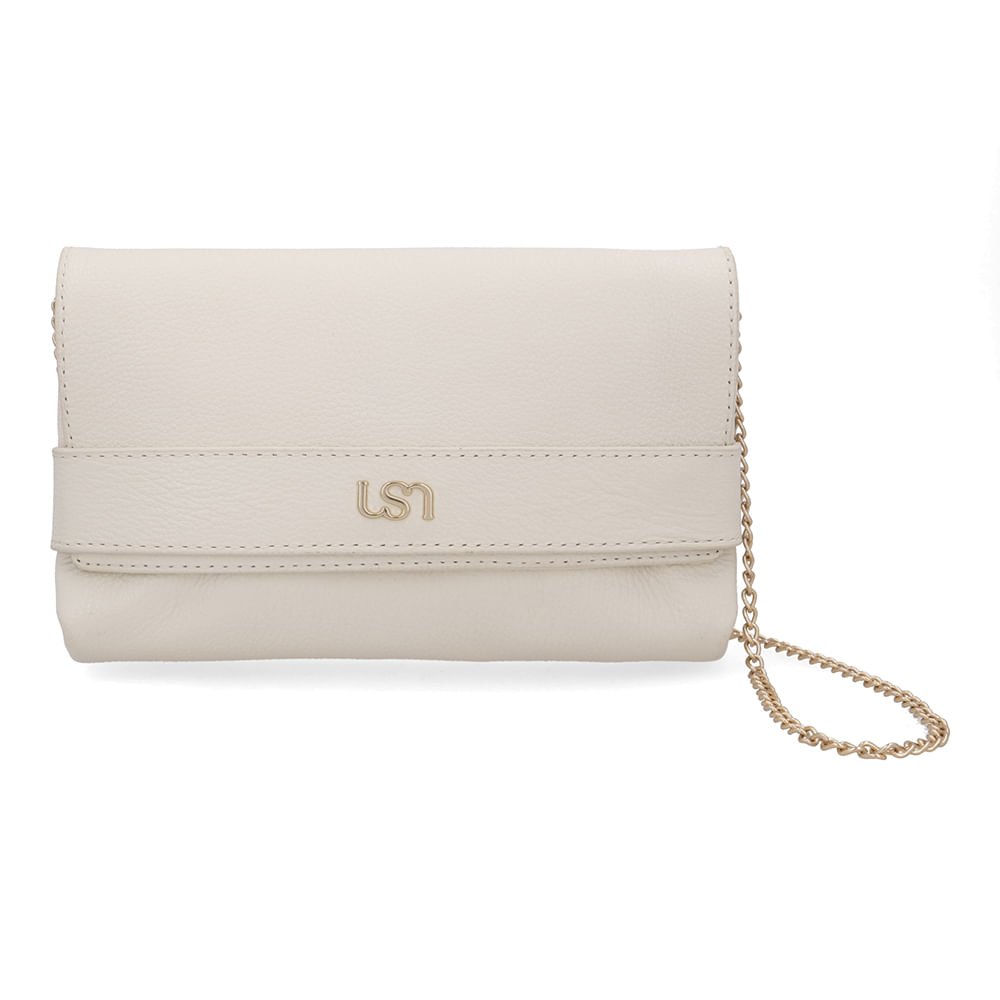 Bolsa Clutch Couro Branca Marfim