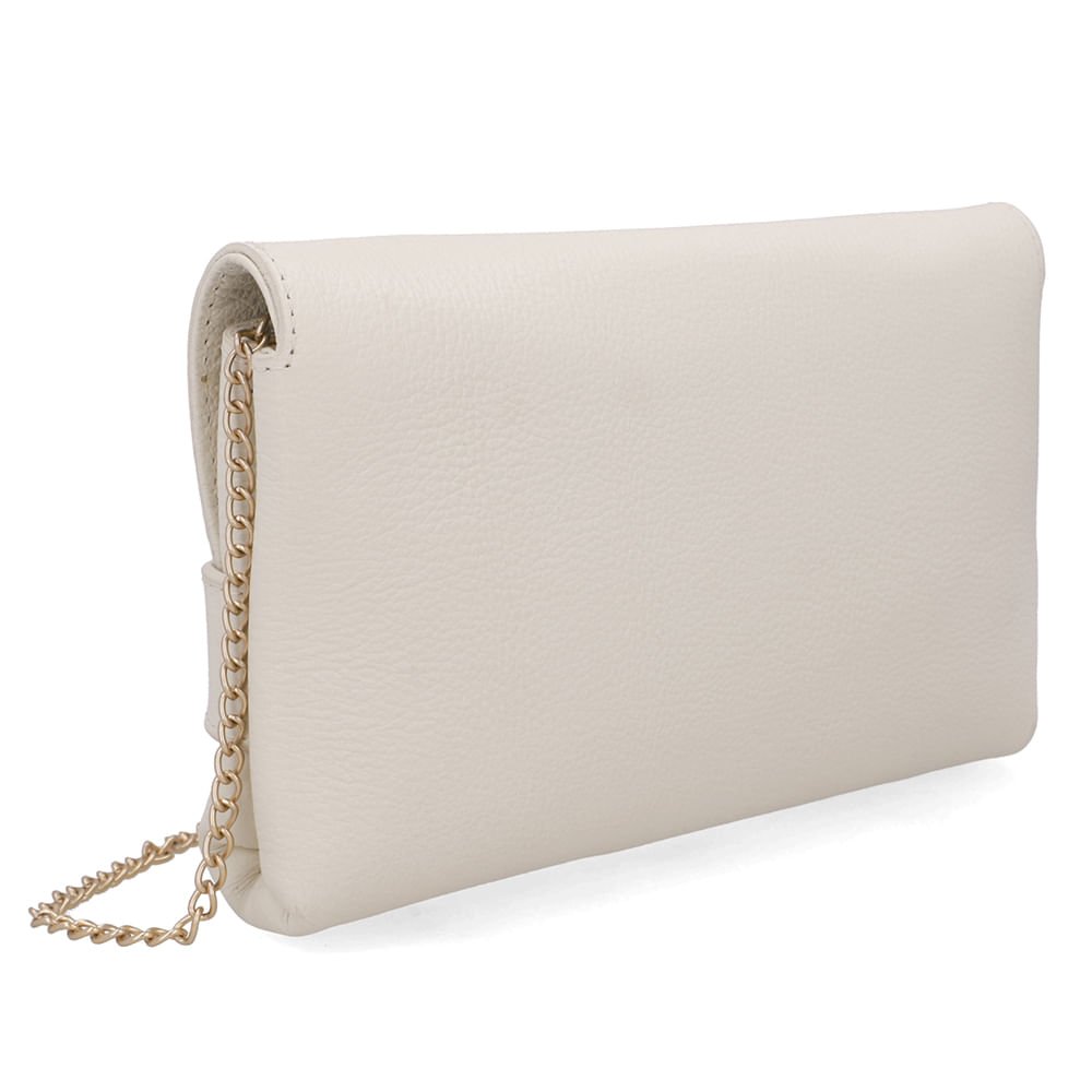 Bolsa Clutch Couro Branca Marfim Marfim 2